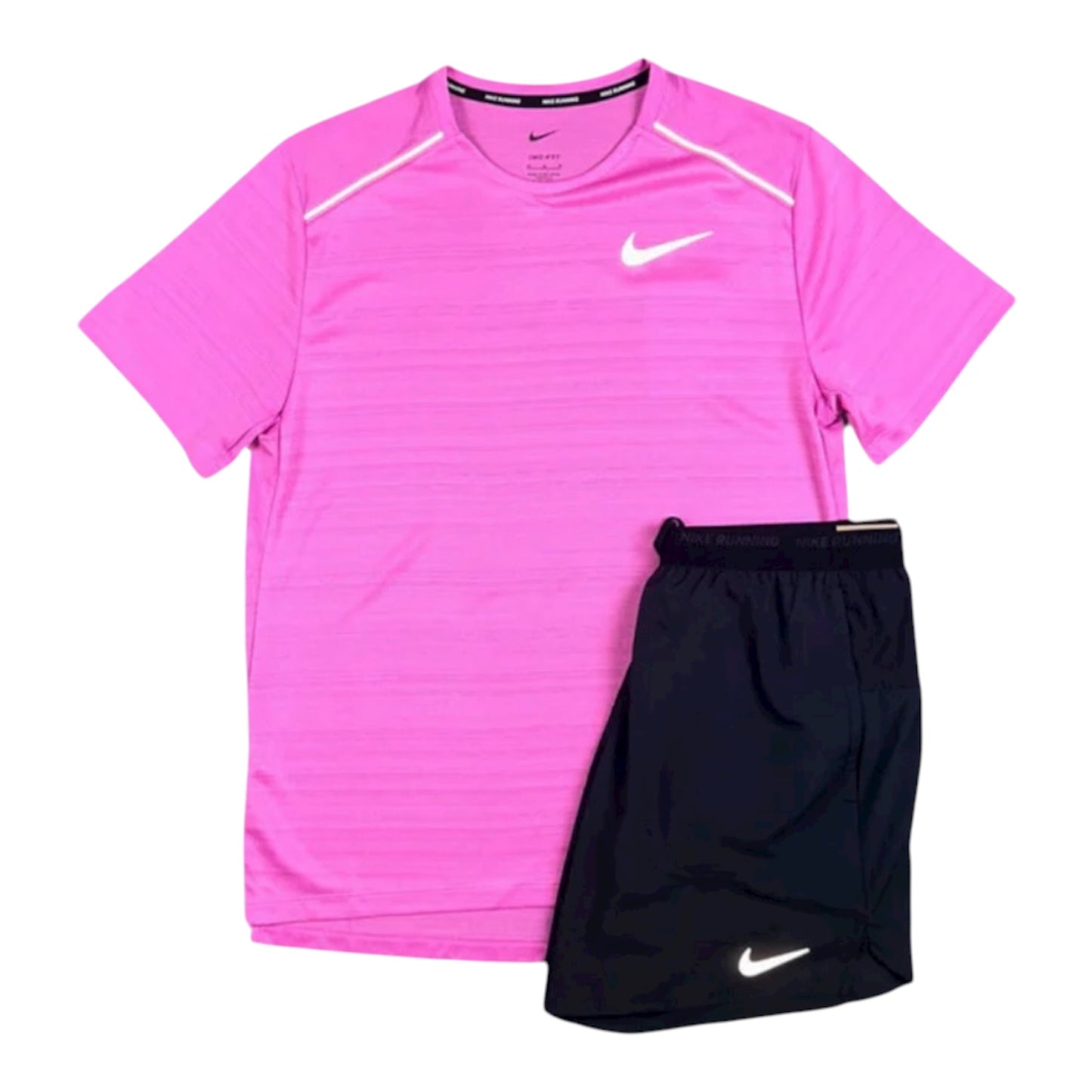 NIKE PLAYFUL PINK MILER / BLACK FLEX STRIDE SET